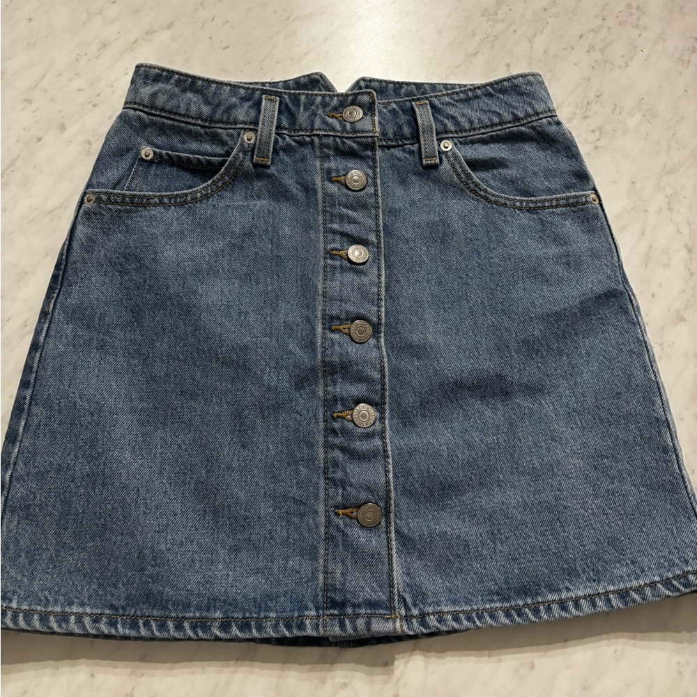 Levi Denim Button-Front Skirt